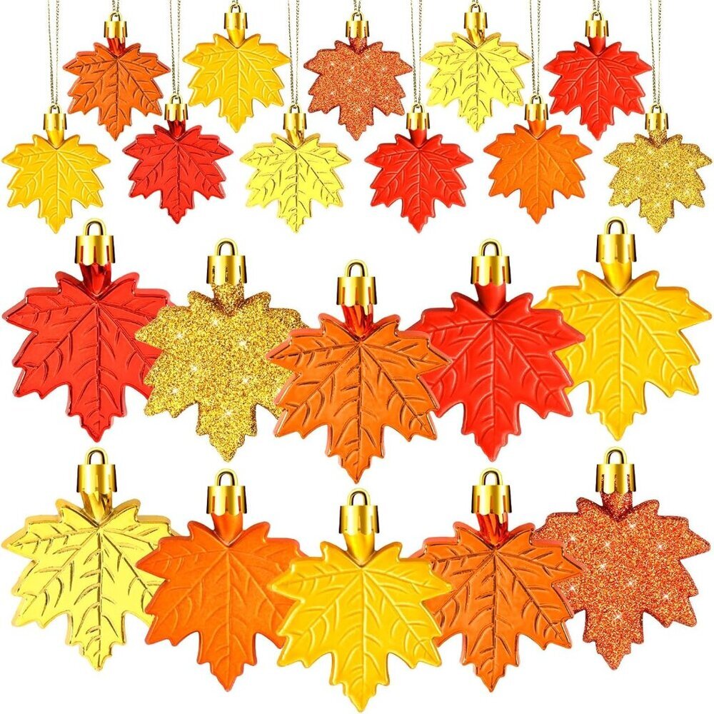 36 Pcs Fall Thanksgiving Maple Leaf Ornaments Tree Decorations Fall Autumn Mini